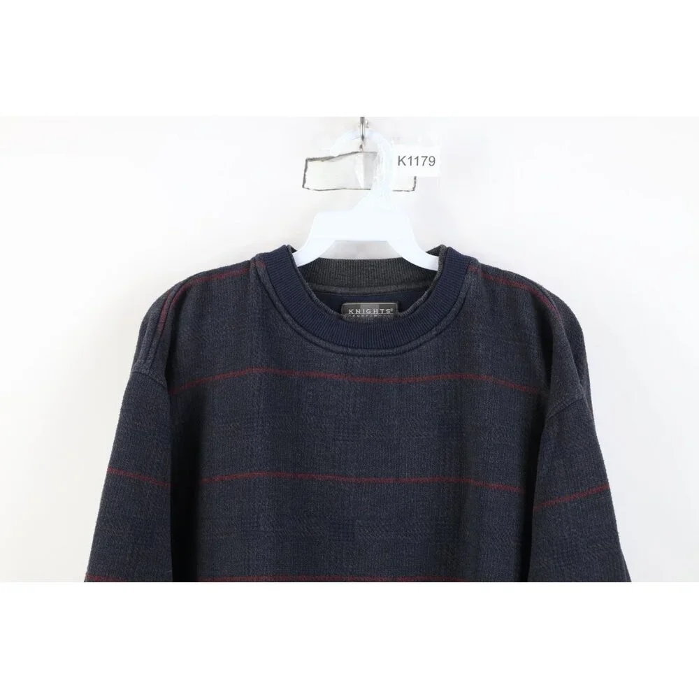 Vintage 90s Streetwear Mens Large Faded Layered Houndstooth Plaid Sweatshirt - Picture 2 of 10